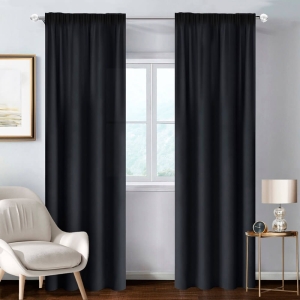 ZASŁONY GOTOWE 140 X 250 CM NA TAŚMIE MARSZCZĄCEJ BASIC CZARNY